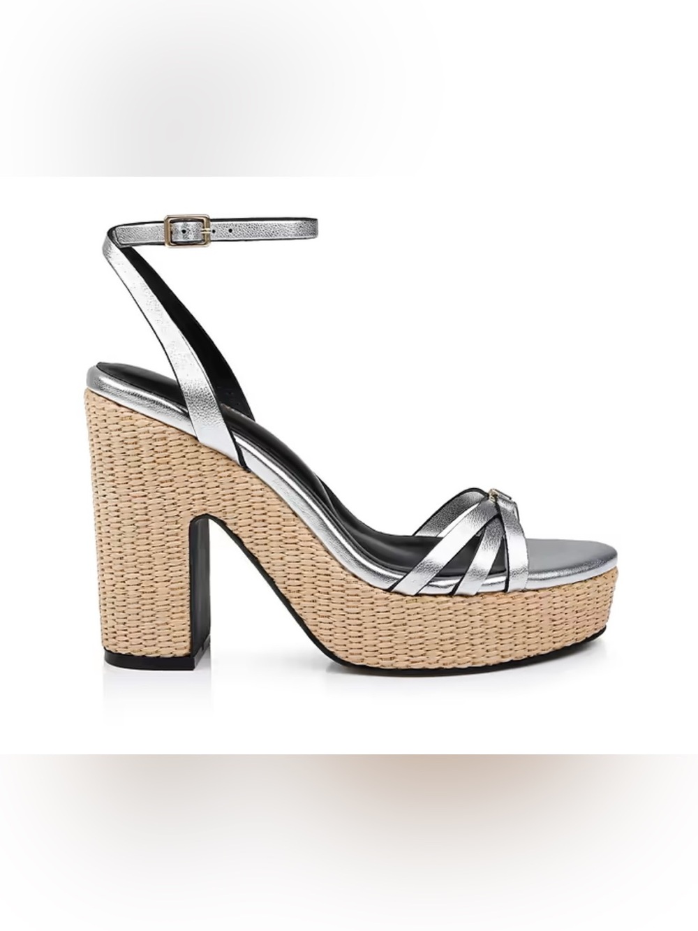 L'AGENCE Genevra Platform Sandals in Silver Leather